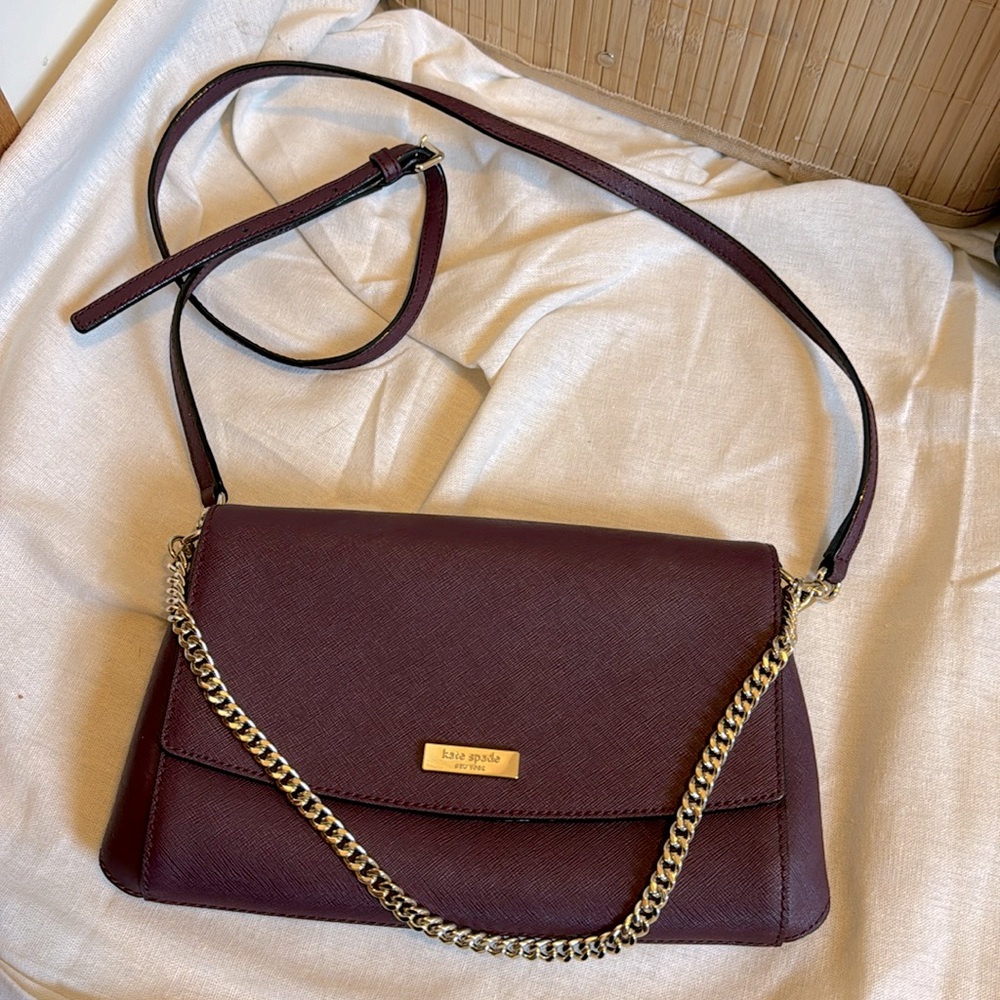 Kate space laurel way purple and gold chain crossbody bag with removable strap